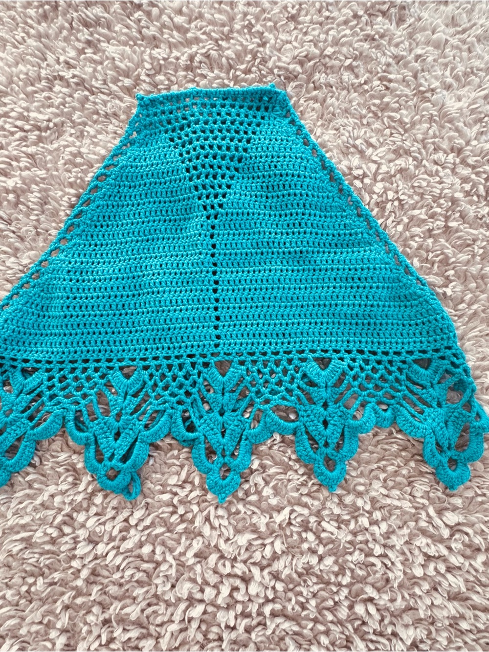 Beautiful Handmade boho Crocheted Turquoise Lace Trim Halter Top. Size M. New